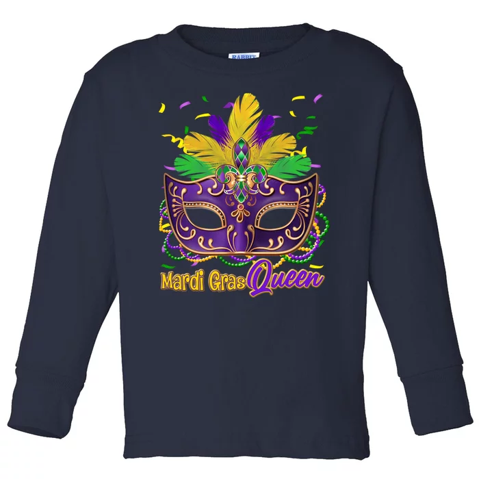 Festive Mardi Gras Queen Toddler Long Sleeve Shirt