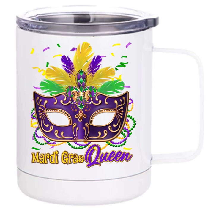 Festive Mardi Gras Queen Front & Back 12oz Stainless Steel Tumbler Cup