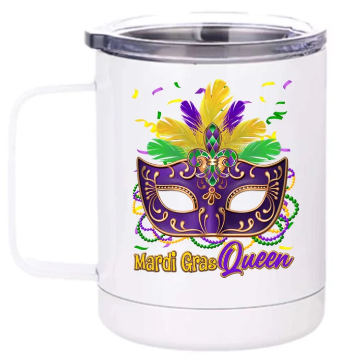 Festive Mardi Gras Queen Front & Back 12oz Stainless Steel Tumbler Cup