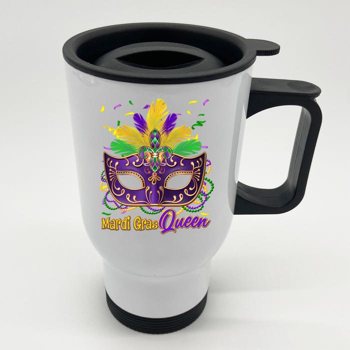 Festive Mardi Gras Queen Front & Back Stainless Steel Travel Mug