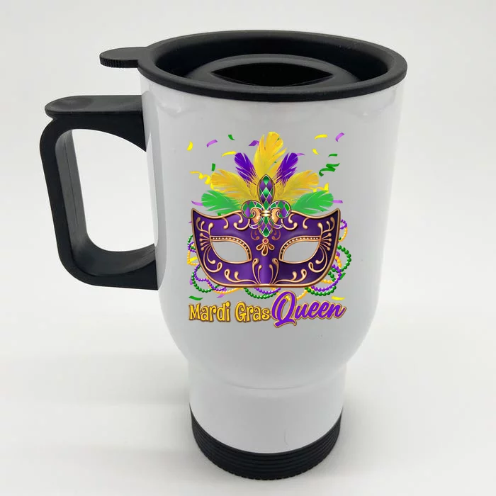 Festive Mardi Gras Queen Front & Back Stainless Steel Travel Mug