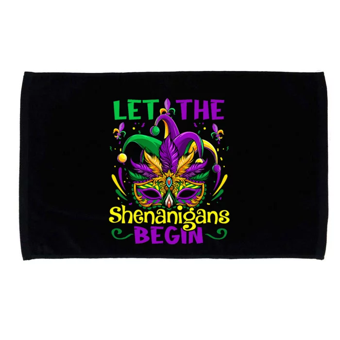 Funny Mardi Gras Let The Shenanigans Begin Mask Jester Hat Microfiber Hand Towel