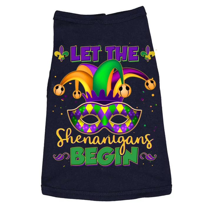 Funny Mardi Gras Let The Shenanigans Begin Jester Hat Mask Doggie Tank