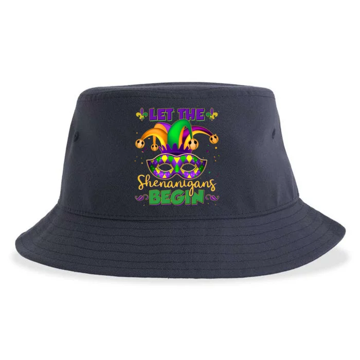 Funny Mardi Gras Let The Shenanigans Begin Jester Hat Mask Sustainable Bucket Hat