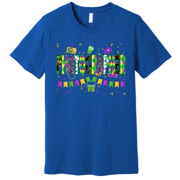 Funny Mardi Gras Photographer Carnival Parade Gift Premium T-Shirt