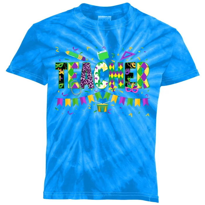 Funny Mardi Gras Teacher Carnival Parade Gift Kids Tie-Dye T-Shirt