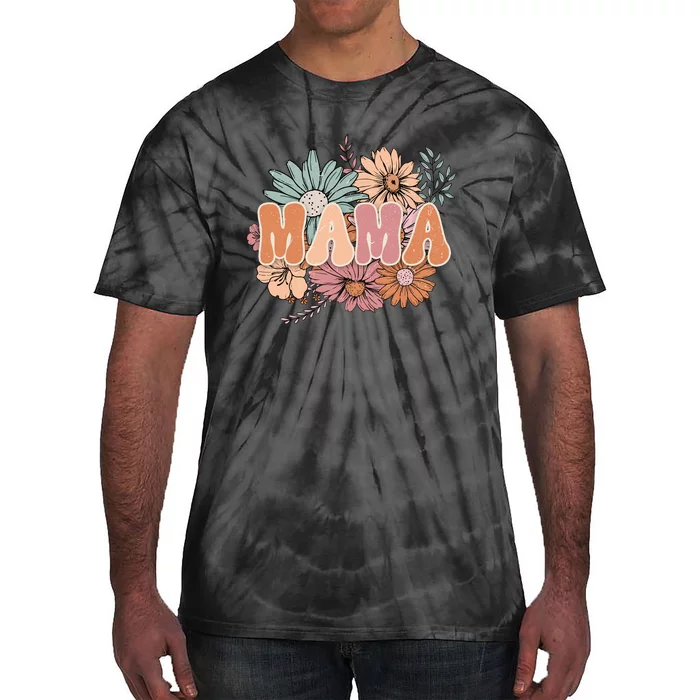 Floral Mama Gift For Mom Mothers Day Flowers Tie-Dye T-Shirt