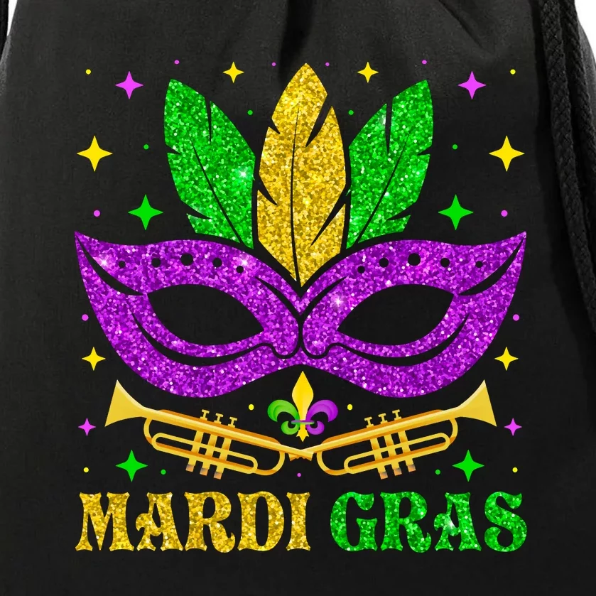 Funny Mardi Gras Mask Mardi Gras Beads Drawstring Bag