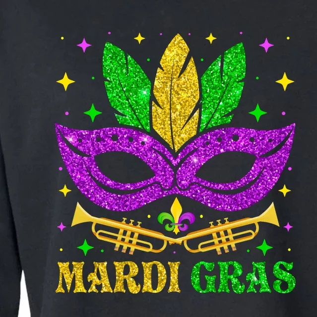 Funny Mardi Gras Mask Mardi Gras Beads Cropped Pullover Crew