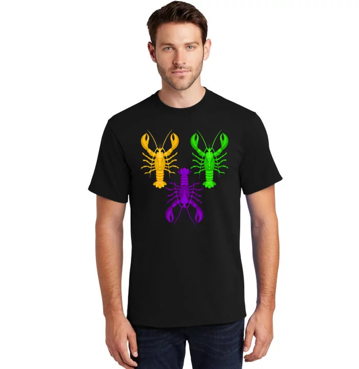 Funny Mardi Gras Crawfish Jester Hat Bead Louisiana Gift Tall T-Shirt