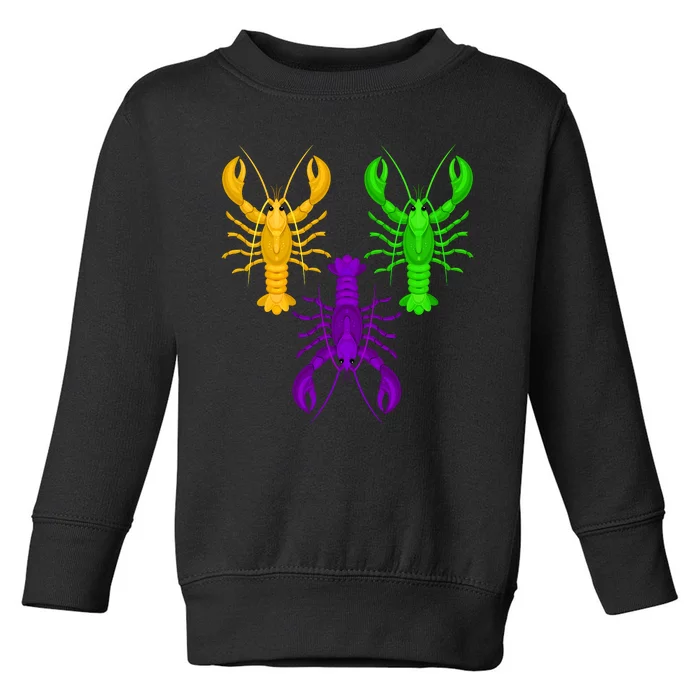 Funny Mardi Gras Crawfish Jester Hat Bead Louisiana Gift Toddler Sweatshirt