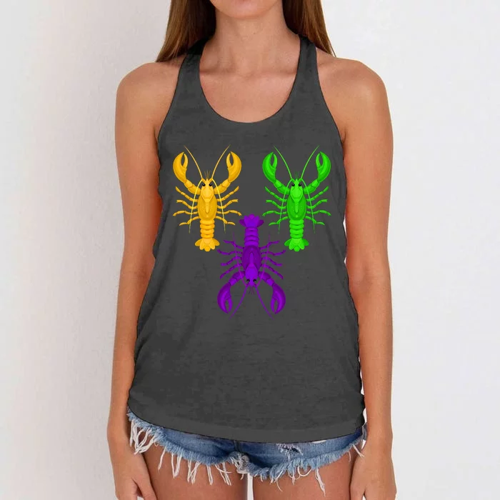 Funny Mardi Gras Crawfish Jester Hat Bead Louisiana Gift Women's Knotted Racerback Tank