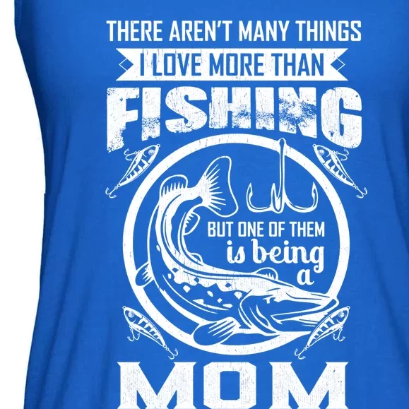 Fishing Mom Gift I Love More Than Fishing Is Being Mom Funny Gift Ladies Essential Flowy Tank