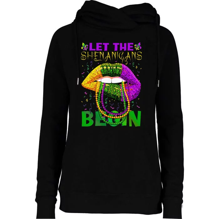 funny mardi gras party Womens Funnel Neck Pullover Hood