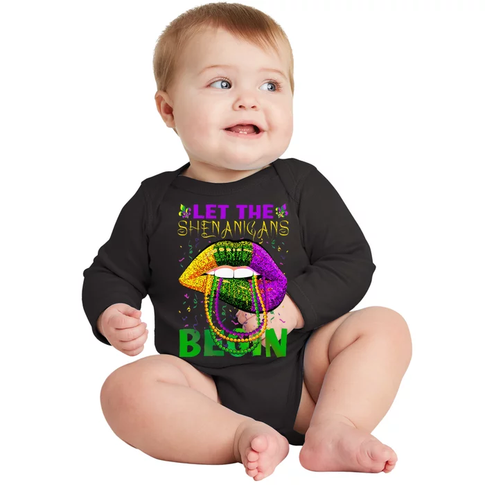 funny mardi gras party Baby Long Sleeve Bodysuit