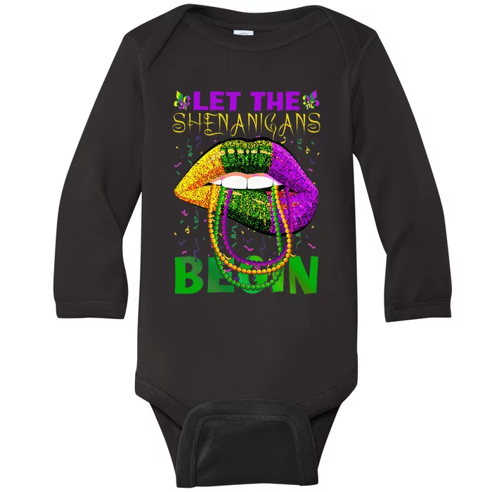 funny mardi gras party Baby Long Sleeve Bodysuit