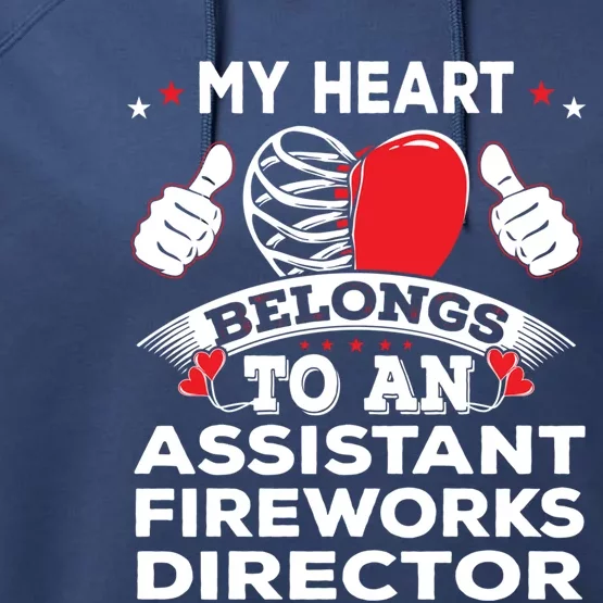 Funny My Heart Assistant Fireworks Director Valentines Day Gift Performance Fleece Hoodie