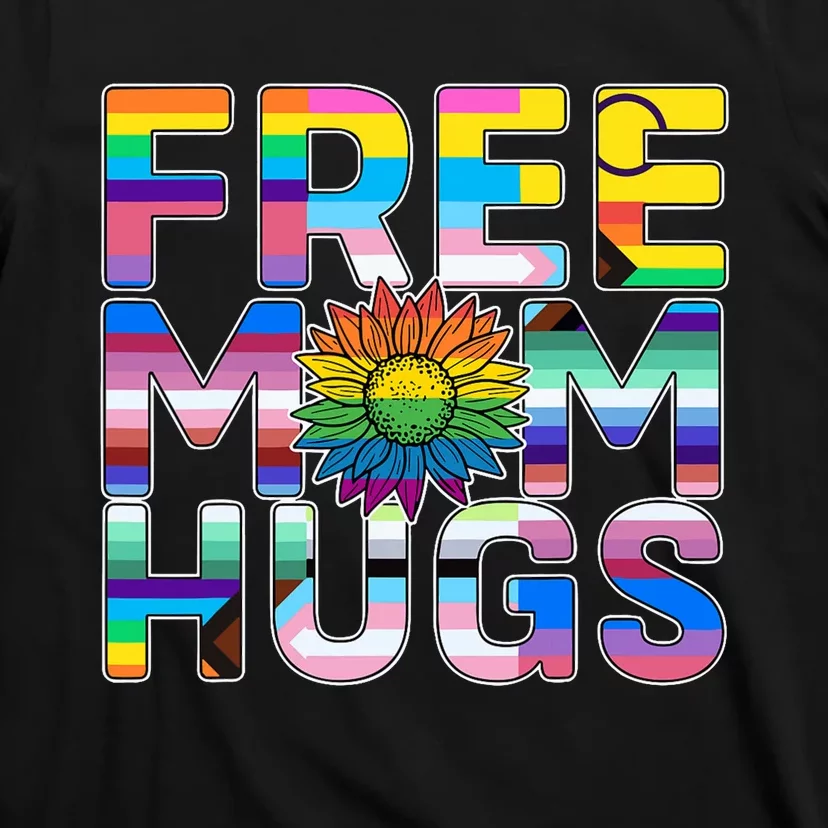 Free Mom Hugs Lgbt Pride Mom Daisy Flower Lesbian Mother Day T-Shirt