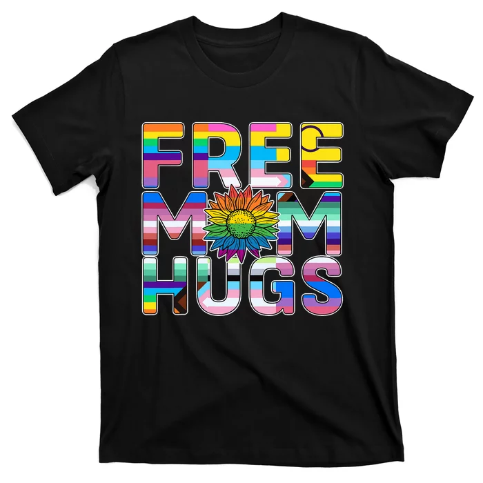 Free Mom Hugs Lgbt Pride Mom Daisy Flower Lesbian Mother Day T-Shirt