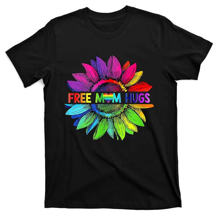 Free Mom Hugs Lgbt Pride Mom Daisy Rainbow Flower Mother Day T-Shirt