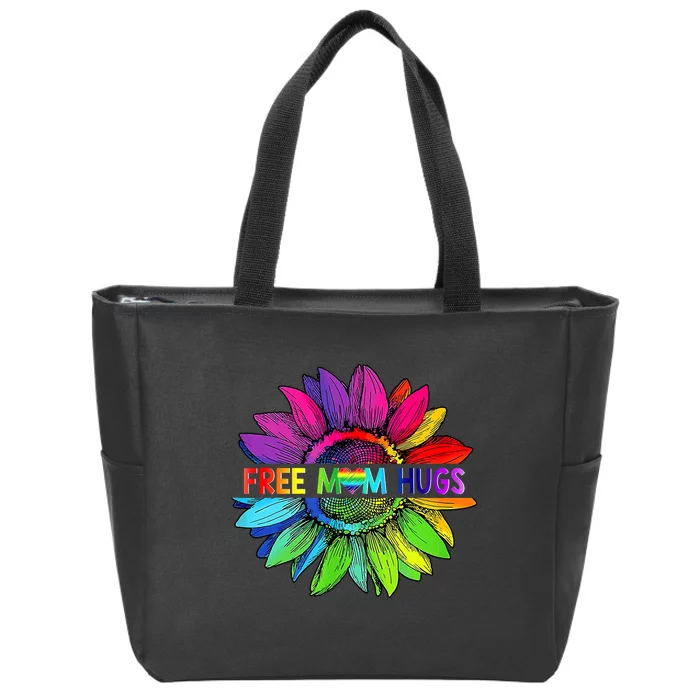 Free Mom Hugs Lgbt Pride Mom Daisy Rainbow Flower Mother Day Zip Tote Bag