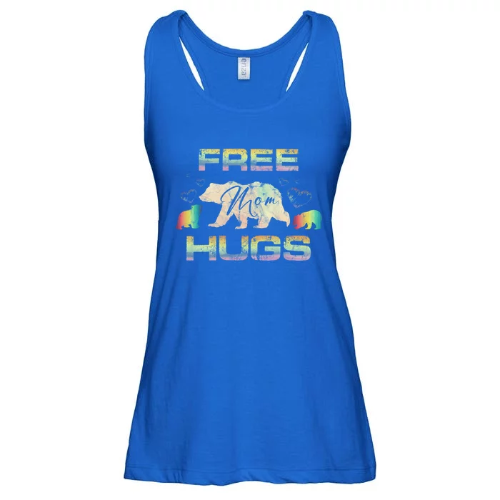 Free Mom Hugs Mama Bear Rainbow Colour Hearts Meaningful Gift Ladies Essential Flowy Tank