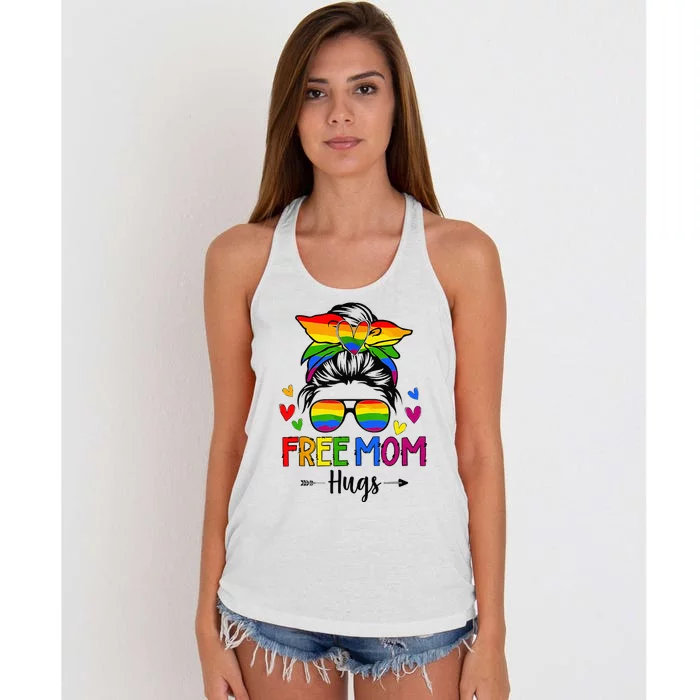 Free Mom Hugs Free Mom Hugs Inclusive Pride LGBTQ Women's Knotted Racerback Tank