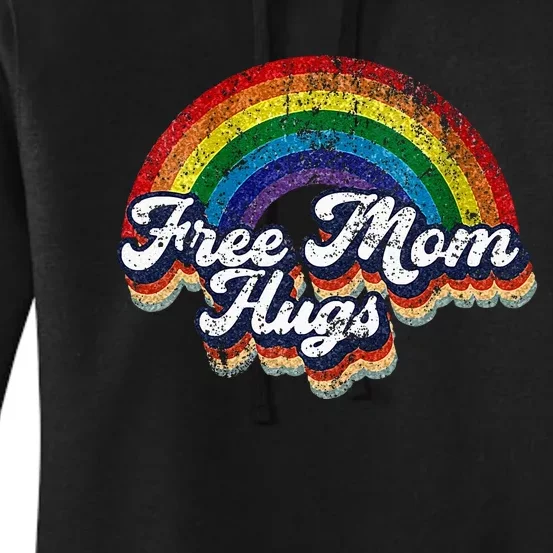 Free Mom Hugs Rainbow Heart LGBT Pride Month Women's Pullover Hoodie