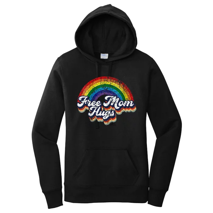 Free Mom Hugs Rainbow Heart LGBT Pride Month Women's Pullover Hoodie