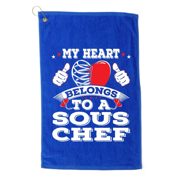 Funny My Heart Belongs To A Sous Chef Valentines Day Gift Platinum Collection Golf Towel