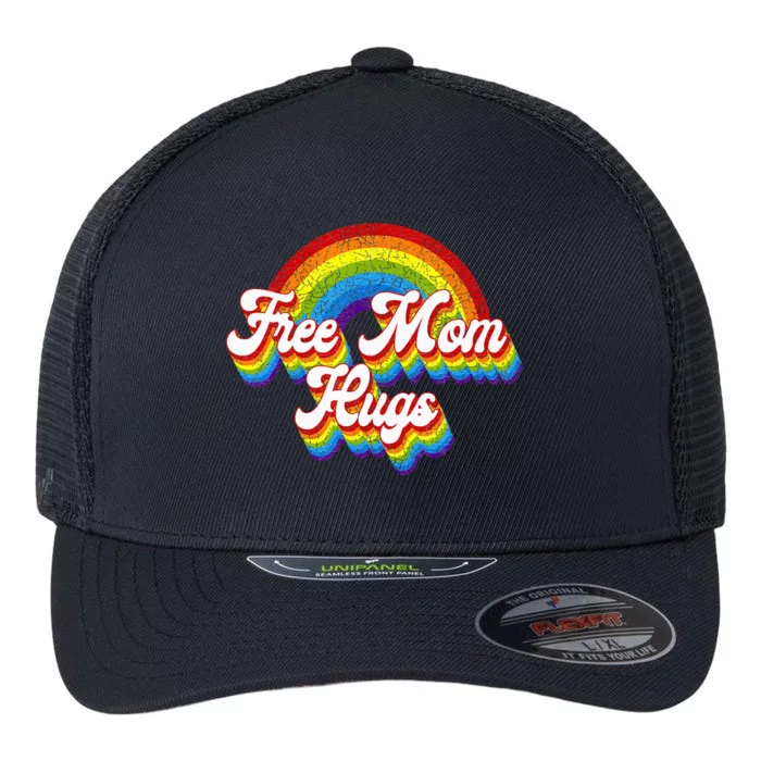 Free Mom Hugs Rainbow Retro LGBT Flag LGBT Pride Month Flexfit Unipanel Trucker Cap