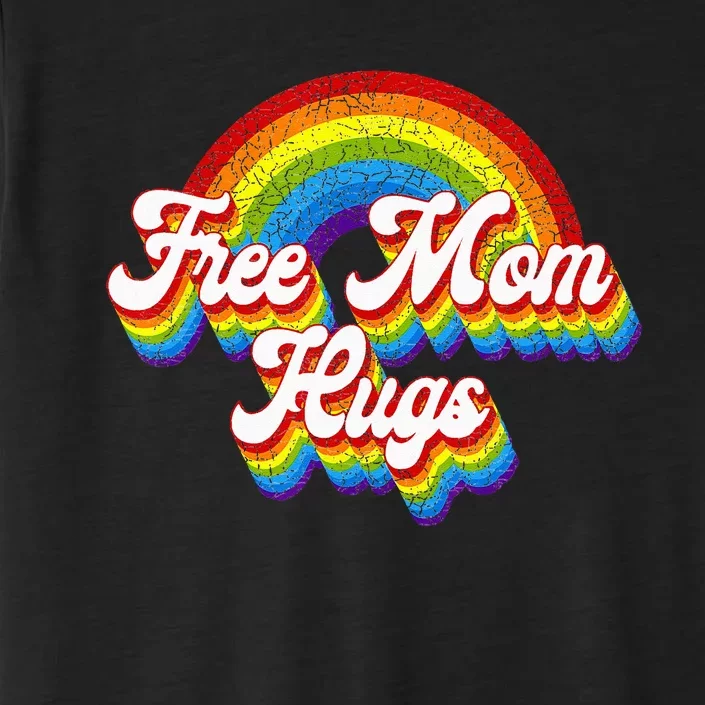 Free Mom Hugs Rainbow Retro LGBT Flag LGBT Pride Month ChromaSoft Performance T-Shirt