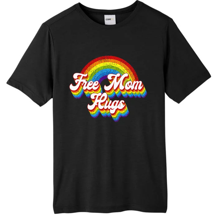 Free Mom Hugs Rainbow Retro LGBT Flag LGBT Pride Month ChromaSoft Performance T-Shirt