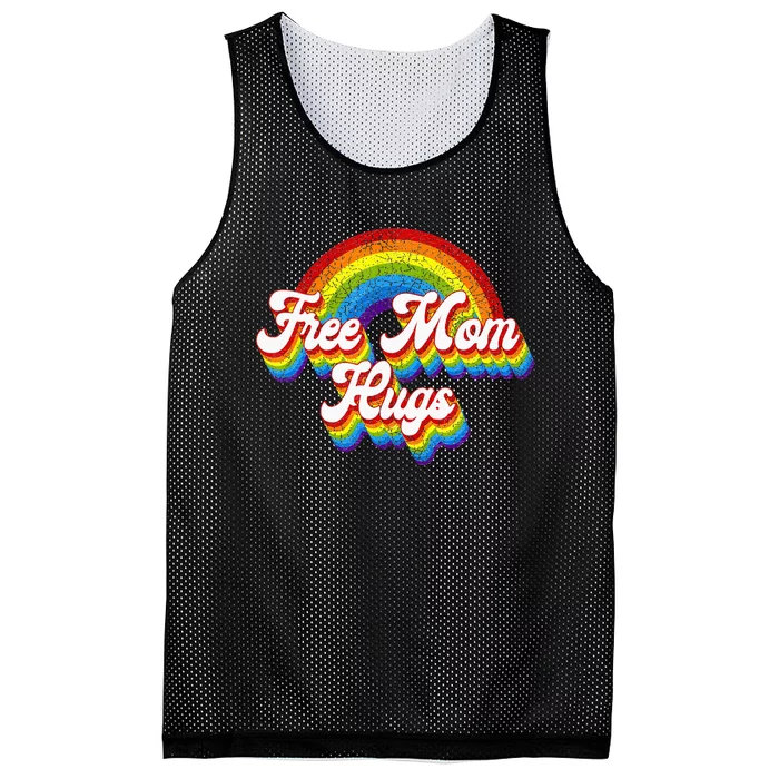 Free Mom Hugs Rainbow Retro LGBT Flag LGBT Pride Month Mesh Reversible Basketball Jersey Tank