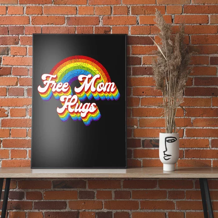 Free Mom Hugs Rainbow Retro LGBT Flag LGBT Pride Month Poster