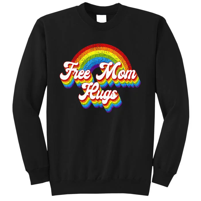 Free Mom Hugs Rainbow Retro LGBT Flag LGBT Pride Month Tall Sweatshirt