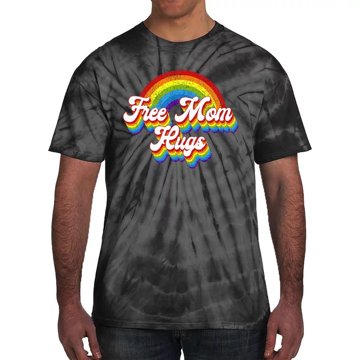 Free Mom Hugs Rainbow Retro LGBT Flag LGBT Pride Month Tie-Dye T-Shirt