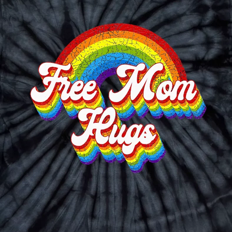 Free Mom Hugs Rainbow Retro LGBT Flag LGBT Pride Month Tie-Dye T-Shirt