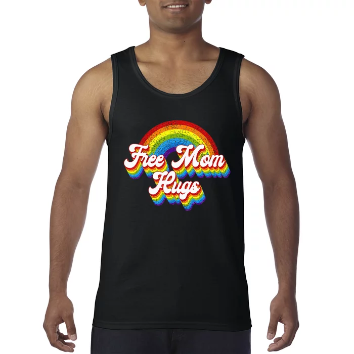 Free Mom Hugs Rainbow Retro LGBT Flag LGBT Pride Month Tank Top