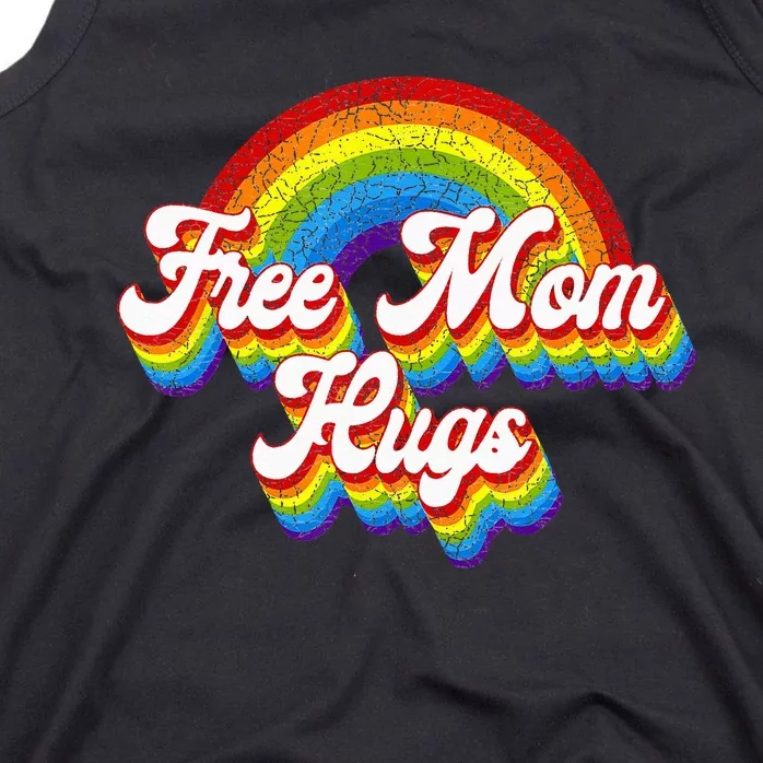 Free Mom Hugs Rainbow Retro LGBT Flag LGBT Pride Month Tank Top