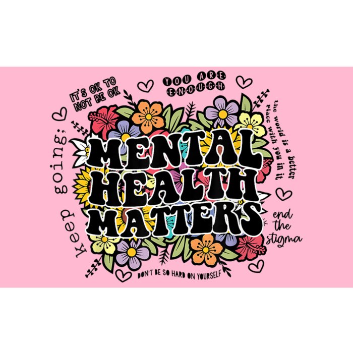 Floral Mental Health Matters Canvas Tote Bag Psychology Bumper Sticker