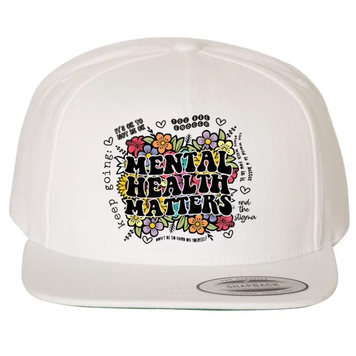 Floral Mental Health Matters Canvas Tote Bag Psychology Wool Snapback Cap