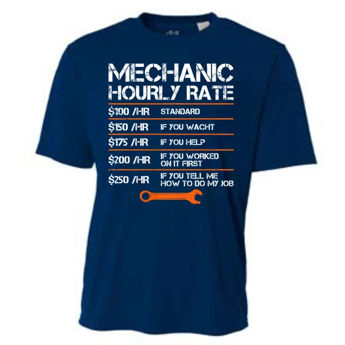 Funny Mechanic Hourly Rate Auto Repair Mechanic Labor Rates Cooling Performance Crew T-Shirt