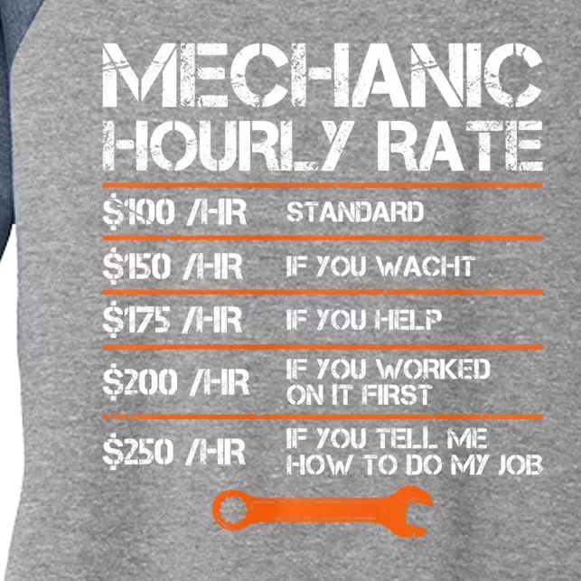 Funny Mechanic Hourly Rate Auto Repair Mechanic Labor Rates Women's Tri-Blend 3/4-Sleeve Raglan Shirt