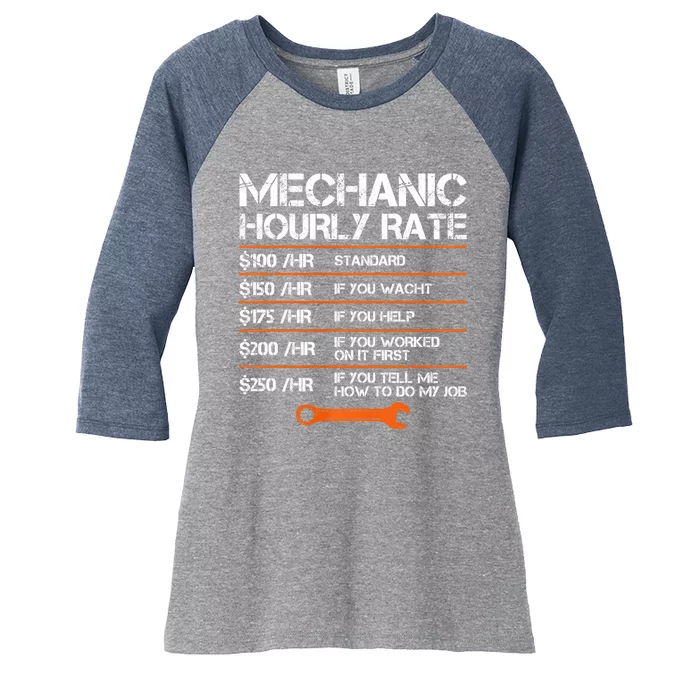 Funny Mechanic Hourly Rate Auto Repair Mechanic Labor Rates Women's Tri-Blend 3/4-Sleeve Raglan Shirt