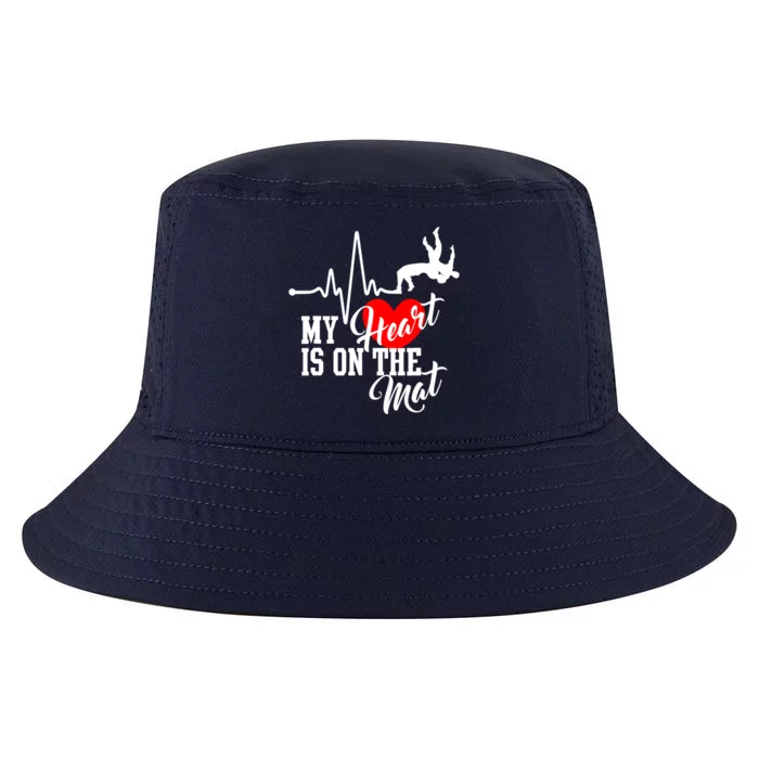 Funny My Heart Is Gift On The Mat Wrestling Mom Gift Cool Comfort Performance Bucket Hat