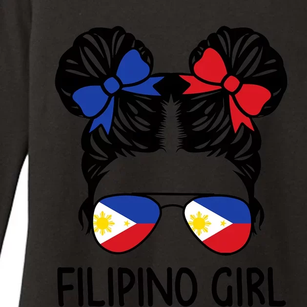 Filipino Messy Hair Philipines Patriotic Womens CVC Long Sleeve Shirt