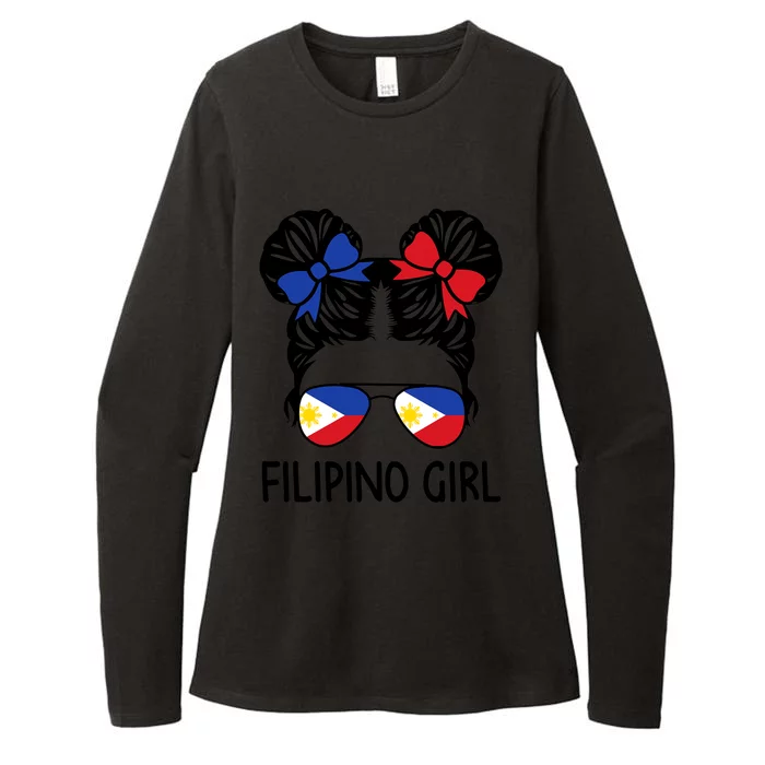 Filipino Messy Hair Philipines Patriotic Womens CVC Long Sleeve Shirt