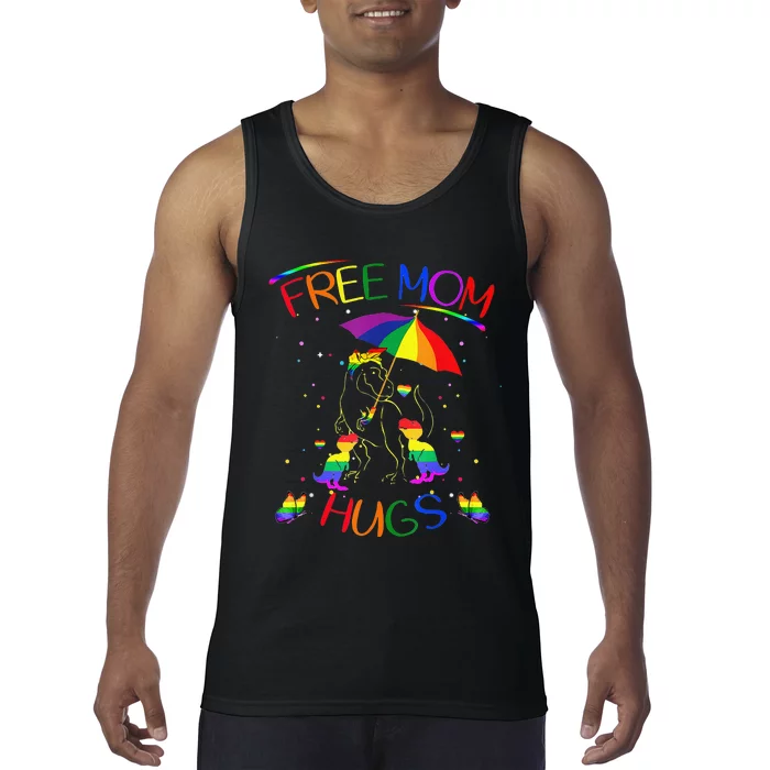 Free Mom Hugs LGBT Pride Mama Dinosaur Rex Gift Tank Top