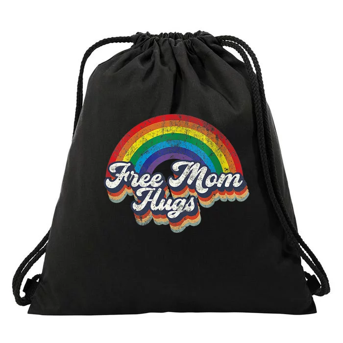 Free Mom Hugs Rainbow Heart LGBT Flag LGBT Pride Month Drawstring Bag